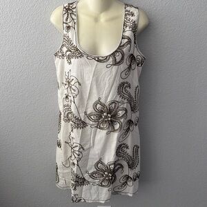 M.S.S.P. Max Studio Specialty Products White 100% Cotton Embroidered Top Size Me